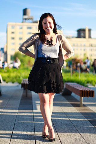  Moda en la calle The High Line! Conjunto con falda corta y camiseta