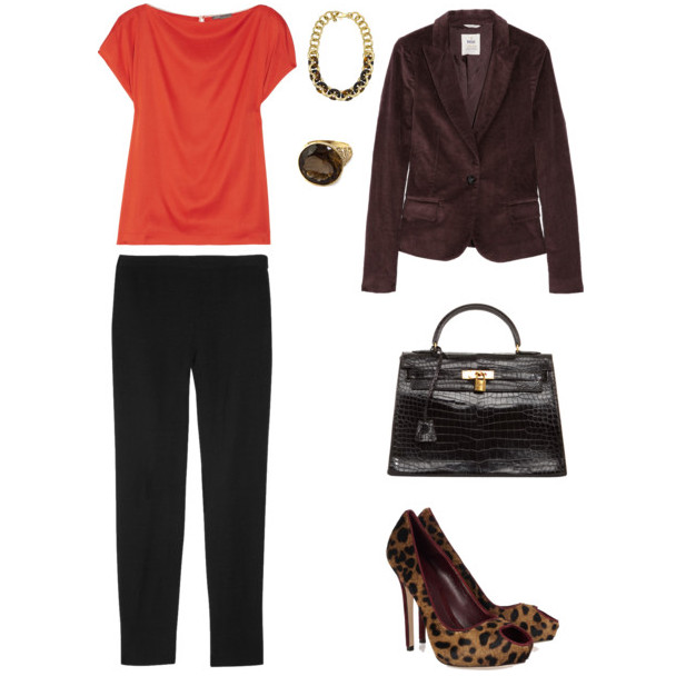 looks formales para la oficina con un color llamativo -naranja-