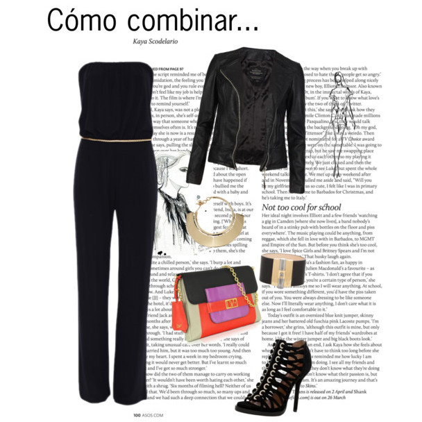 Combinar un bolso color block con negro total