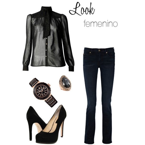 blusa con transparencia en look femenino para la noche