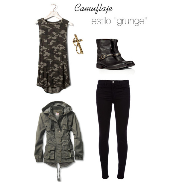 Estampado de camuflaje en look grunge